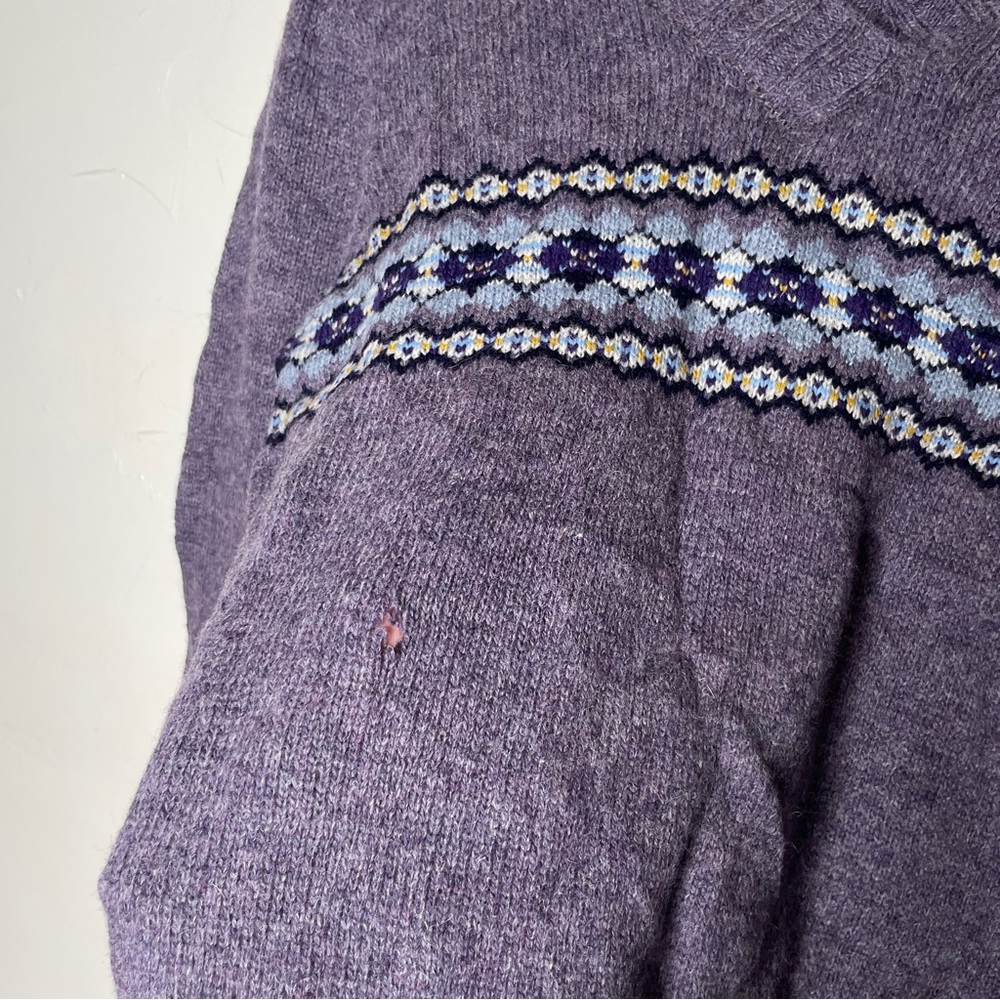 Code Bleu Wool Blend V Neck Winter Fair Isle Patt… - image 3